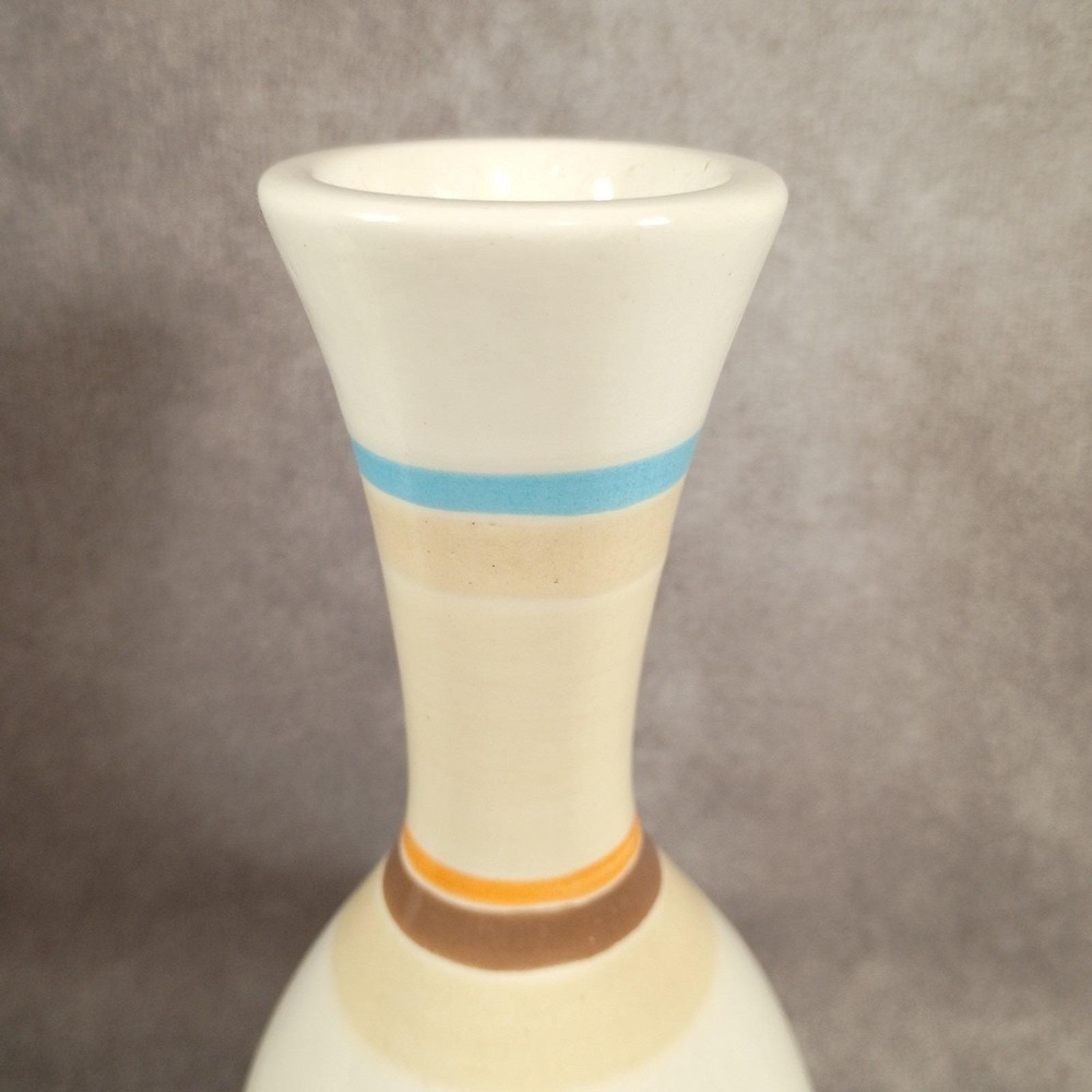Jill Rosenwald Arte y Barro Ceramic Bud Vases Pair Boho Striped Hand Painted - Picture 5 of 9